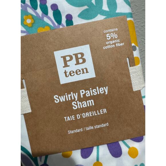 Pottery Barn PB Teen Swirly Paisley Sham Standard NEW - Picture 2 of 3